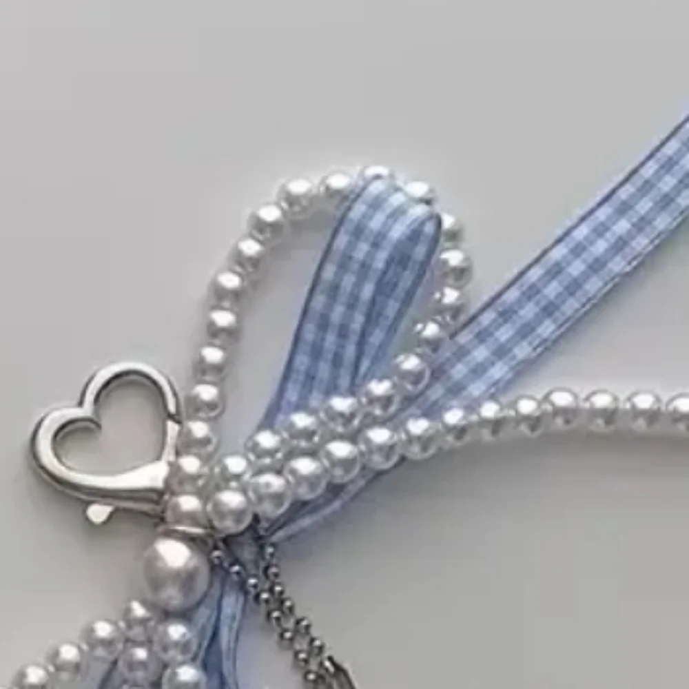 Silver Heart Key Holder with Blue Ribbon - Picture 4 of 4